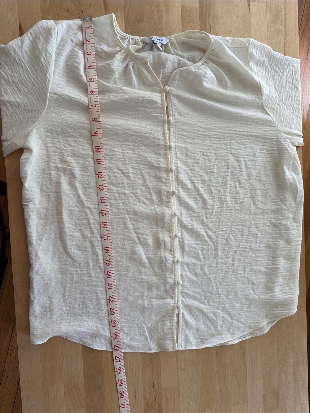 Nine West White Silky Flowy Blouse with Buttons XL - Picture 9 of 9